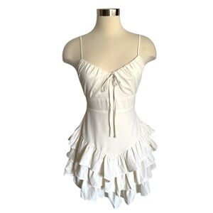 White Ruffled Spaghetti Strap Dress